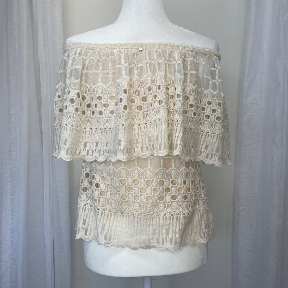Anthropologie Harlyn Off Shoulder Blouse Boho Cream Color Ladies XS - Picture 2 of 5